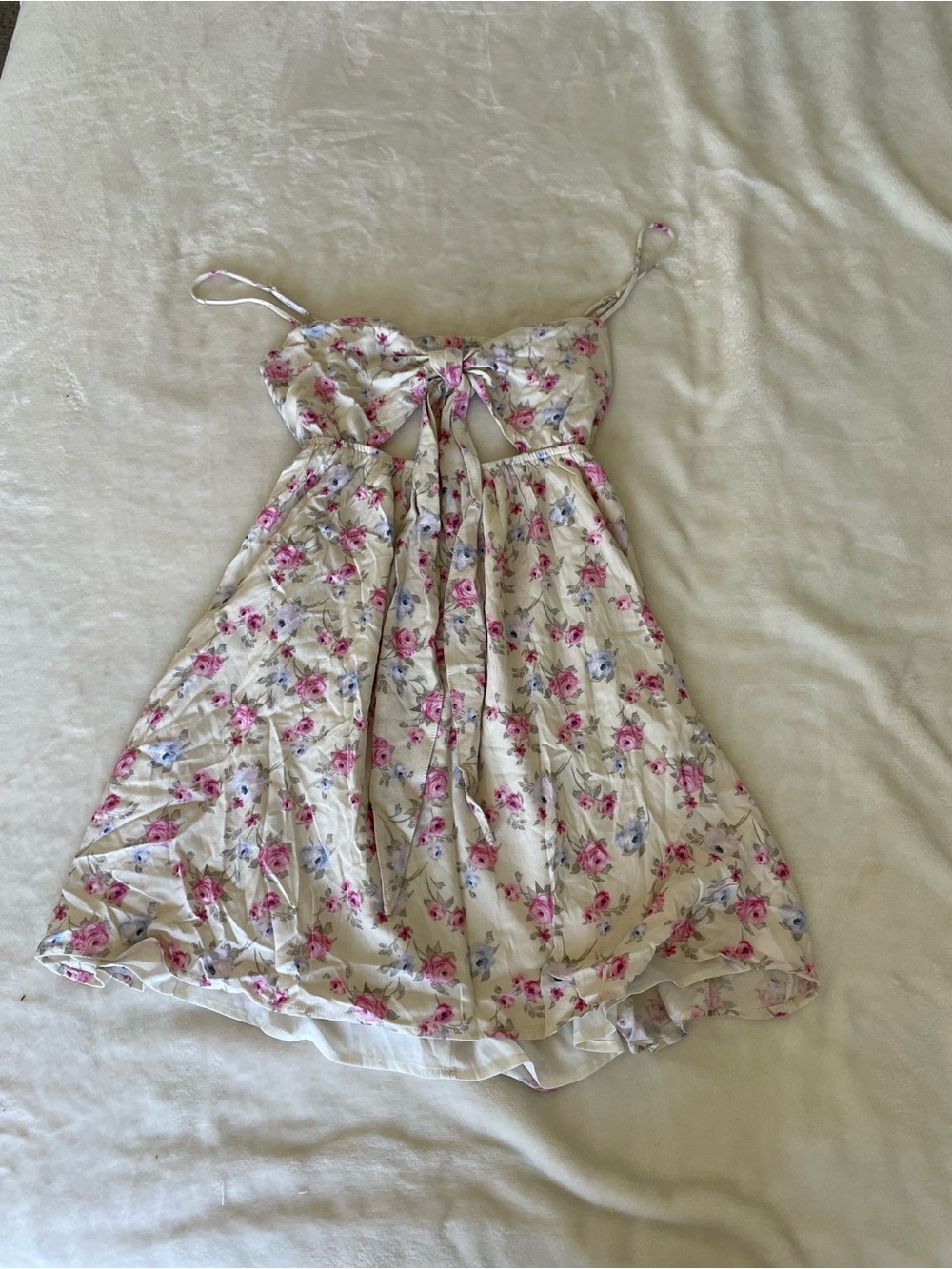 Floral Tie-Front White Sundress with Pink Accents